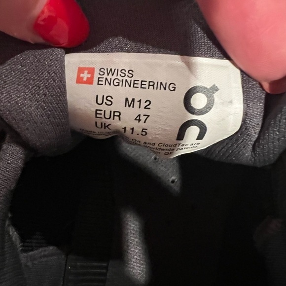 On Running Men's Black Athletic Shoes, size 12, well worn, see pics. - Picture 8 of 9